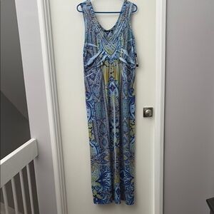 Apt. 9 Blue and Green Scoop Neck Sundress
